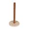 Hello Honey Acacia Wood Paper Towel Holder with Scalloped Travertine Base, Natural and Cream Color